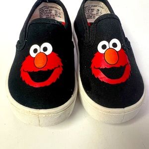 Custom Black Elmo Shoes - Vans Style Slip Ons - Baby Boy or Girl Toddler Size 4